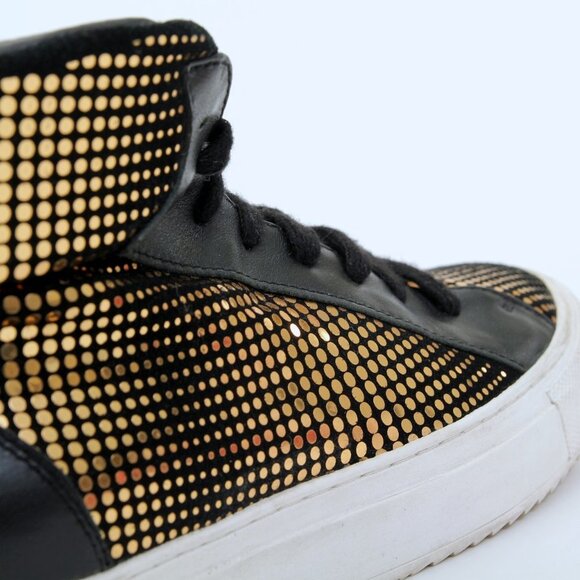 Red Dragon Fly Goldtone Embellishments High Top in Gold Black Women Size 10 - Picture 13 of 16